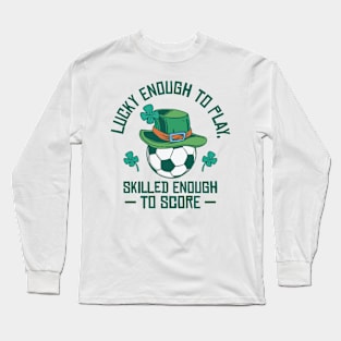 St. Patrick's Day Soccer Sport Lucky Shamrock Football Long Sleeve T-Shirt